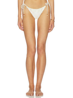 Agua Bendita - Alegria Ivy Women's Side Tie Embroidered Bikini Bottom White