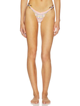 Agua Bendita - Fungi Women's Ring Detail Printed Bikini Bottom Pink