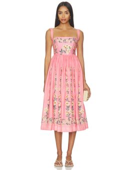 Agua by Agua Bendita - Mielero Women's Floral Strap Midi Dress Pink