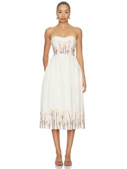 Agua by Agua Bendita - Pruna Women's Floral Embellished Strapless Midi Dress Multi-Color