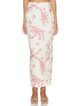Agua by Agua Bendita - Lirica Cauca Women's Floral Print Maxi Skirt Ivory