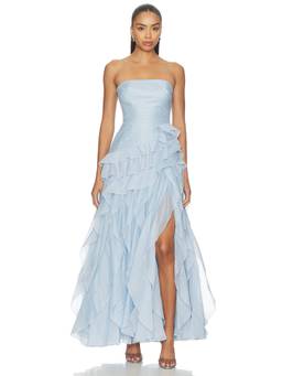 Aje - Canyon Women's Strapless Pleated Maxi Gown Cloud Blue