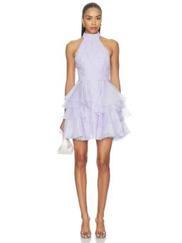 Aje - Fayette Women's Halter Neck Tiered Mini Dress Blue