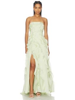 Aje - Allairie Women's Strapless Ruffled Maxi Gown Sea Green