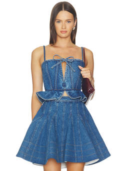 AKNVAS - Carmi Denim Women's Cut-Out Peplum Top Blue