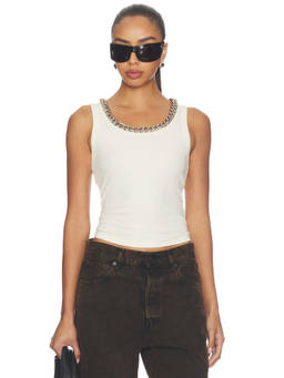ALLSAINTS - Chain Neck Women's Sleeveless Ribbed Tank Top Off White
