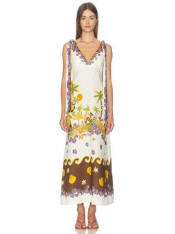 Alemais - Island Cove Women's Printed V-Neck Sleeveless Maxi Dress Cream