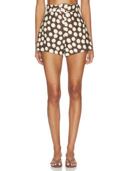 Alemais - Paula Corset Women's High-Waist Belted Linen Shorts Brown