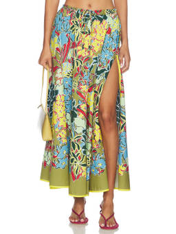 Alemais - Solstice Women's Floral Printed Drawstring Midi Skirt Multi-Color
