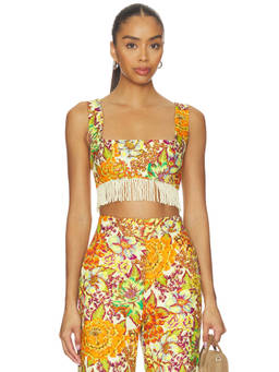 Alemais - Lana Women's Floral Print Square Neck Crop Top Multi-Color
