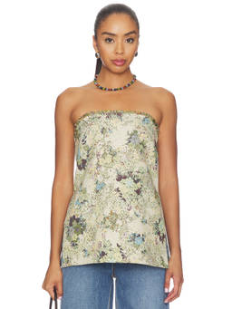 Alemais - Whitney Women's Floral Jacquard Fringe Corset Top Multi-Color