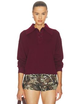 Alemais - Claudia Women's Wool Knit Polo Top Plum