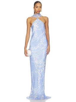 Amanda Uprichard - Ashton Women's Halter Neck Printed Maxi Dress Lavender