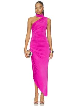 Amanda Uprichard - Brooke Women's Ruched One Shoulder Midi Dress Pink