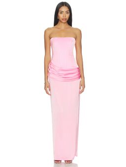 Amanda Uprichard - Rue Women's Strapless Boned Satin Gown Pink