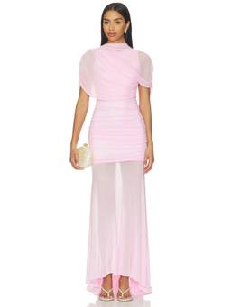 Amanda Uprichard - Evianna Women's Draped Ruched Mesh Gown Pink