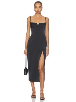 Amanda Uprichard - Lyra Women's Satin Strapless Bodycon Midi Dress Black