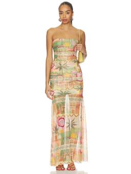 Amanda Uprichard - Leo Women's Strapless Ruched Maxi Dress Multi-Color
