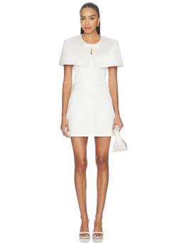 Amanda Uprichard - Elyna Capelet Women's Satin Mini A-Line Dress Ivory