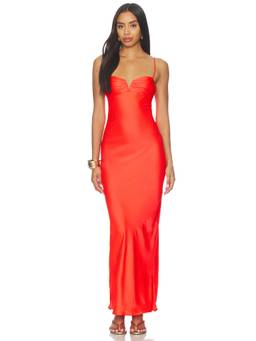 Amanda Uprichard - Ira Women's Satin Sleeveless Sweetheart Maxi Dress Red