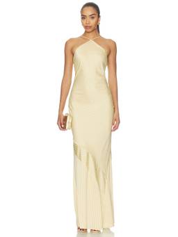 Amanda Uprichard - Gabriella Women's Strappy Halter Neck Maxi Gown Cream