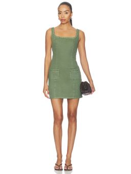 Amanda Uprichard - Aiden Women's Sleeveless Square Neck Mini Dress Olive