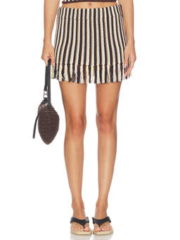 Amanda Uprichard - Jolie Women's Crochet Knit Tassel Trim Mini Skort Brown