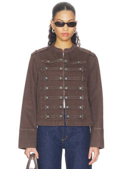 Amanda Uprichard - Emma Women's Military Button Front Jacket Cocoa