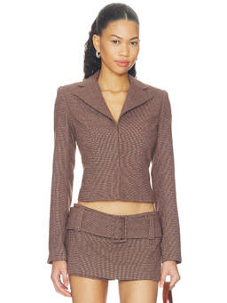 Amanda Uprichard - Sutton Women's Tailored Tweed Cropped Blazer Toffee