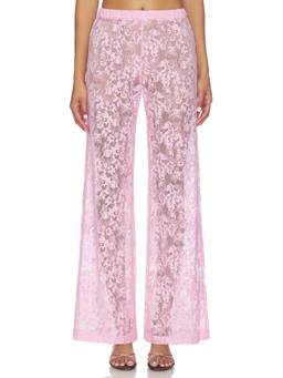 Amanda Uprichard - x REVOLVE Women's Sheer Lace Elastic Waist Palazzo Pants Pink