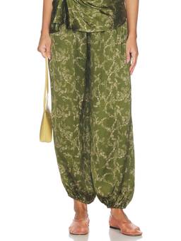 Amanda Uprichard - Torrie Women's Elastic Waist Printed Palazzo Pants Green
