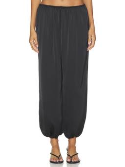 Amanda Uprichard - Torrie Women's Satin Elastic Waist Palazzo Pants Black