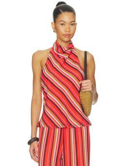 Amanda Uprichard - Samba Women's Striped Halter Neck Top Multi-Color