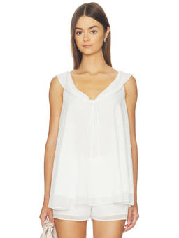 Amanda Uprichard - Polly Women's Chiffon Sleeveless Tie-Up Neck Top Ivory