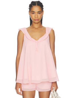 Amanda Uprichard - Polly Women's Tie-Up Neck Sleeveless Chiffon Top Pink
