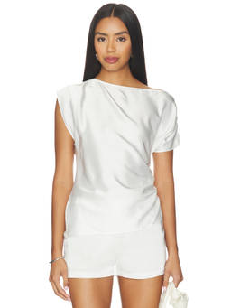 Amanda Uprichard - Elroy Women's Ruched Satin Top Ivory
