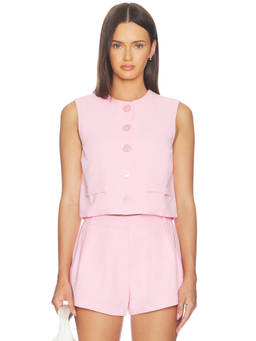 Amanda Uprichard - Jeremiah Women's Sleeveless Button Front Crop Top Pink