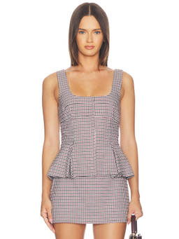 Amanda Uprichard - Dayna Women's Sleeveless Square Neck Peplum Top Multi-Color