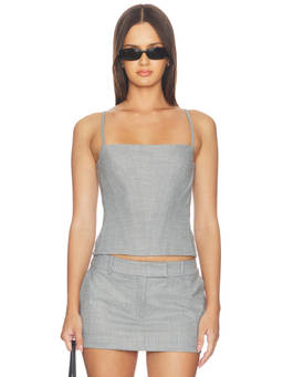 Amanda Uprichard - Valerie Women's Boned Bodice Strap Corset Top Grey