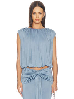 Amanda Uprichard - Breana Women's Sleeveless Jersey Crop Top Blue