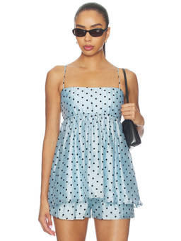 Amanda Uprichard - Cyra Women's Polka Dot Shoulder Strap Top Baby Blue