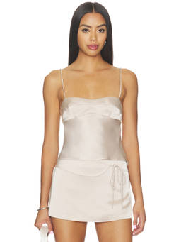 Amanda Uprichard - Jamie Women's Satin Sleeveless Strapless/Tube Top Beige