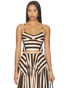 Amanda Uprichard - Spencer Women's Striped Shoulder Straps Crop Top Ivory