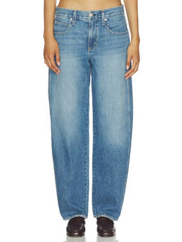 AMO Denim - Tatum Women's Mid-Waist Barrel-Leg Jeans Blue