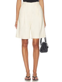 ANINE BING - Bryson Women's Mid-Waist Pleated Bermuda Shorts Cream