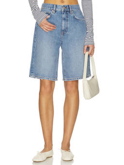 ANINE BING - Jasper Women's High-Waist Rigid Denim Shorts Blue