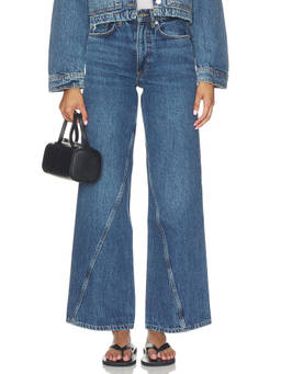 ANINE BING - Brie Women's Rigid Denim Straight Jeans Cabana Blue