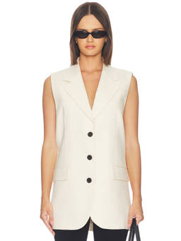 ANINE BING - Sara Women's Sleeveless Notched Lapel Vest Cream