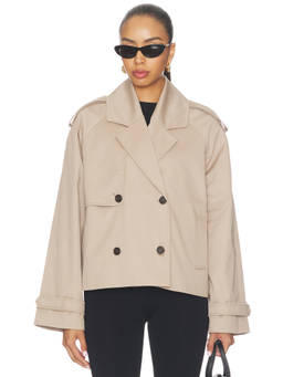 ANINE BING - Rickie Women's Cropped Double-Breasted Trench Jacket Beige