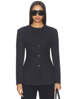 ANINE BING - Huda Women's Tailored Padded Shoulder Button-Front Blazer Black